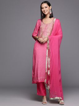 Varanga - Women Pink Printed Kurta with Pant & Dupatta (Set of 3)