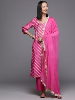 Varanga - Women Pink Printed Kurta with Pant & Dupatta (Set of 3)