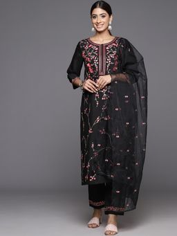 Varanga - Women Black Embroidered Kurta with Pant & Dupatta (Set of 3)