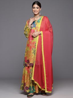 Varanga - Women Pakistani Mustard Floral Kurti With Sharara & Dupatta (Set Of 3)