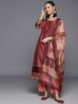 Varanga - Women Maroon Printed Kurta with Pant & Dupatta (Set of 3)