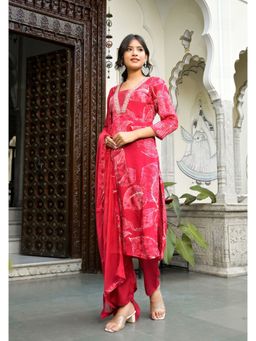 Varanga - Women Pink Printed Kurta with Pant & Dupatta (Set of 3)