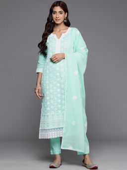 Varanga - Women Workwear Green Embroidered Kurta With Pant & Dupatta (Set Of 3)