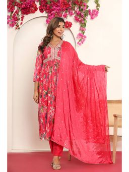 Varanga - Women Pink Printed Kurta with Pant & Dupatta (Set of 3)