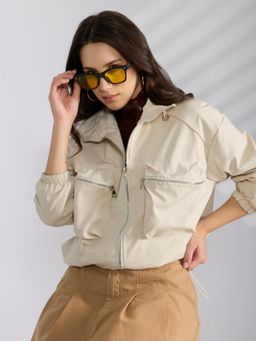 SHOWOFF - Edition Women's Brown Spread Collar Bomber Jacket