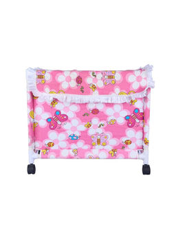 Premsons - Pink Floral Rolling Laundry Clothes Basket