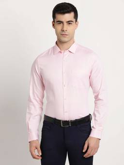 Turtle - Men Cotton Dobby Slim Fit Light Pink Formal Shirt