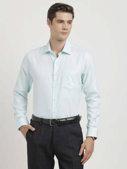 Turtle - Men Cotton Dobby Regular Fit Sky Blue Formal Shirt