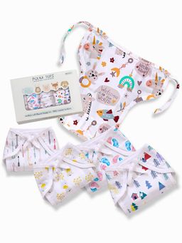Polka Tots - 100% Muslin Cotton Printed Nappie (Pack of 5)