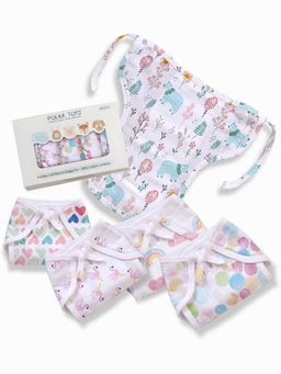 Polka Tots - 100% Muslin Cotton Printed Nappie (Pack of 5)