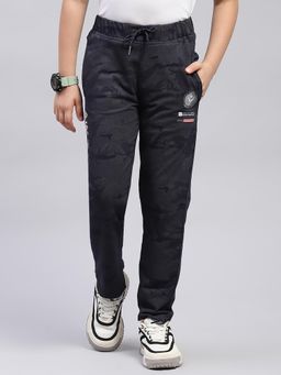 Monte Carlo - Boys Printed Navy Blue Regular Fit Track Pant