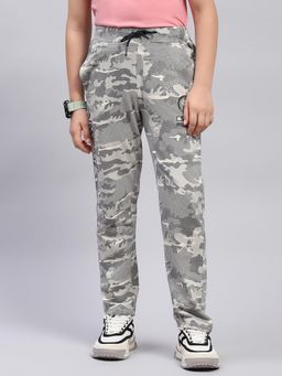Monte Carlo - Boys Printed Grey Regular Fit Track Pant