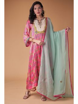 Zari Jaipur - Pink Kurta and Pant with Dupatta (Set of 3)