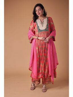 Zari Jaipur - Orange Kurta and Pant with Dupatta (Set of 3)