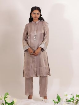 Zari Jaipur - Grey Kurta and Pant (Set of 2)