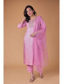 Zari Jaipur - Pink Kurta and Pant with Dupatta (Set of 3)