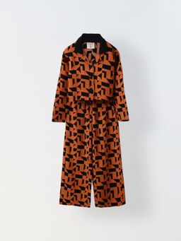 Spunkies - Girls Orange Cotton Gauze Casual Co-Ord (Set of 2)