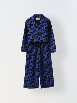Spunkies - Girls Blue Cotton Gauze Casual Co-Ord (Set of 2)