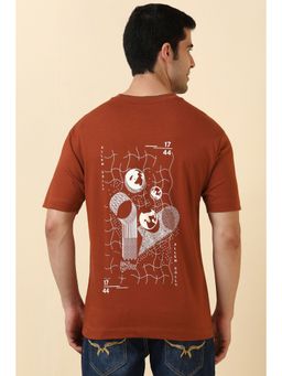Allen Solly - Men Rust Printed Crew Neck T-Shirt