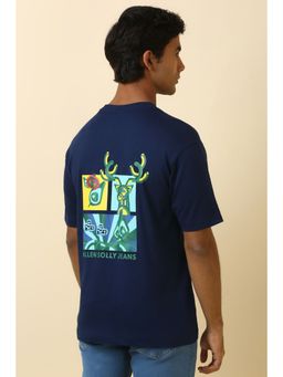 Allen Solly - Men Navy Printed Crew Neck T-Shirt