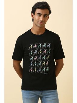Allen Solly - Men Black Printed Crew Neck T-Shirt