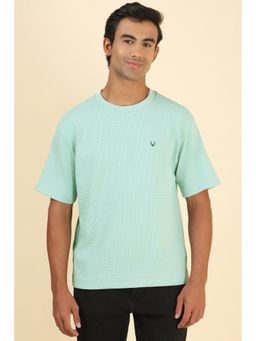 Allen Solly - Men Light Green Textured Crew Neck T-Shirt