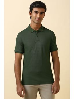 Allen Solly - Men Green Textured Polo Neck T-Shirt