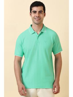 Allen Solly - Men Green Textured Polo Neck T-Shirt