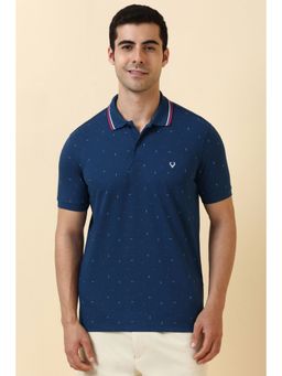 Allen Solly - Men Blue Printed Polo Neck Printed T-Shirts