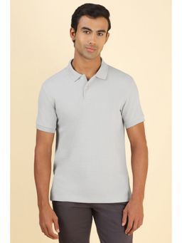 Allen Solly - Men Grey Textured Polo Neck T-Shirt