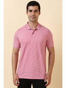 Allen Solly - Men Pink Printed Polo Neck T-Shirt