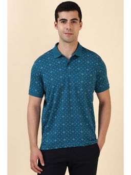 Allen Solly - Men Blue Printed Polo Neck T-Shirt