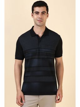 Allen Solly - Men Black Printed Polo Neck Printed T-Shirts