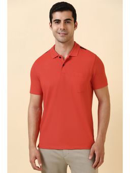 Allen Solly - Men Red Solid Polo Neck T-Shirt