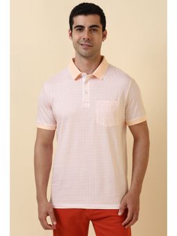 Allen Solly - Men Peach Printed Polo Neck T-Shirt