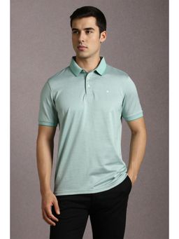 Louis Philippe - Men Green Textured Polo Neck T-Shirt