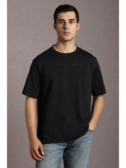 Louis Philippe - Men Black Solid Crew Neck T-Shirt