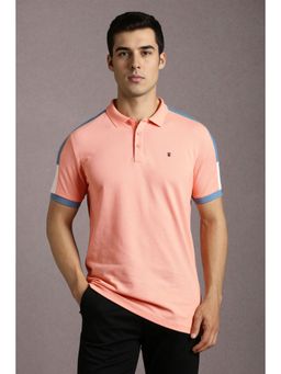 Louis Philippe - Men Peach Polo Neck T-Shirt