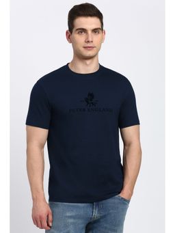 Peter England - Men Navy Round Crew Neck T-Shirt