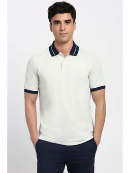 Peter England - Men Grey Solid Polo Neck T-Shirt