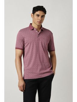 Van Heusen - Men Pink Print Polo Neck T-Shirt
