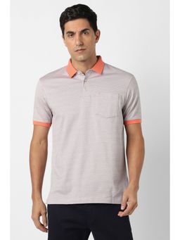 Van Heusen - Men White Print Polo Neck T-Shirt