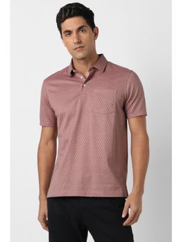 Van Heusen - Men Orange Print Polo Neck T-Shirt