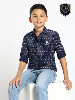 U.S. POLO ASSN. - Boys Vertical Printed Oxford Shirt