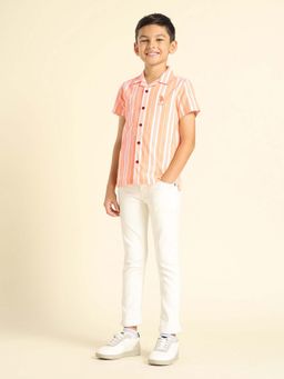 U.S. POLO ASSN. - Boys Vertical Striped Cuban Shirt