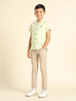 U.S. POLO ASSN. - Boys Vertical Striped Cuban Green Shirt