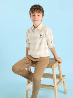 U.S. POLO ASSN. - Boys Plaid Checked Regular Fit Shirt