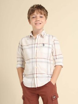 U.S. POLO ASSN. - Boys Plaid Checked Regular Fit Shirt