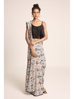PS Pret by Payal Singhal - Multi-Colour Crepe Two Layer Top with Pre Draped Saree