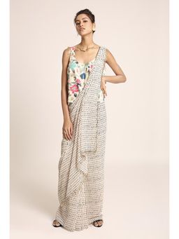 PS Pret by Payal Singhal - Multi-Colour Printed Art Crepe Top with Pre Draped Saree